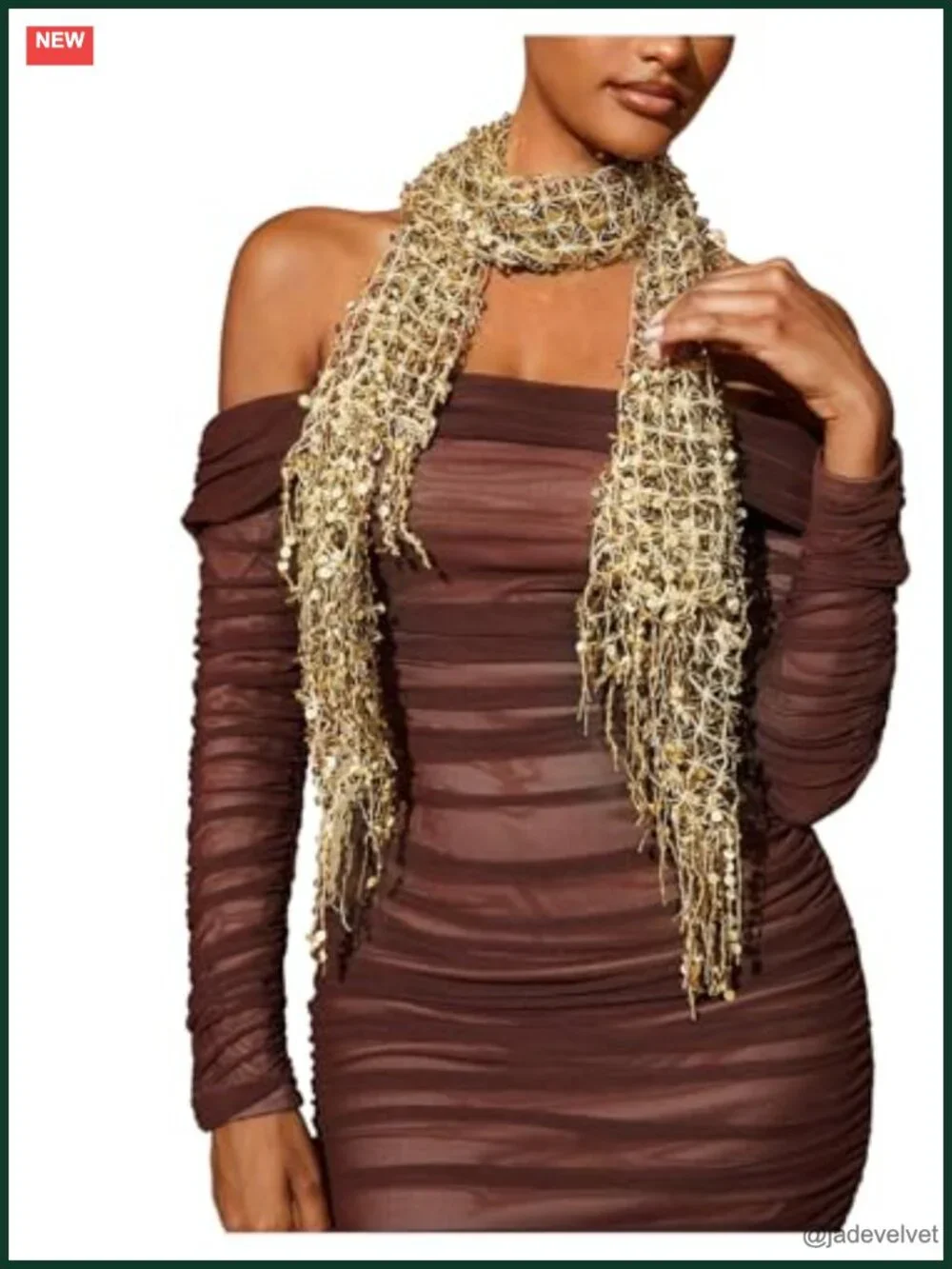 Sequin Beaded Sparkly Headscarf Belly Dance Hip Scarf Glitter Neck Scarves